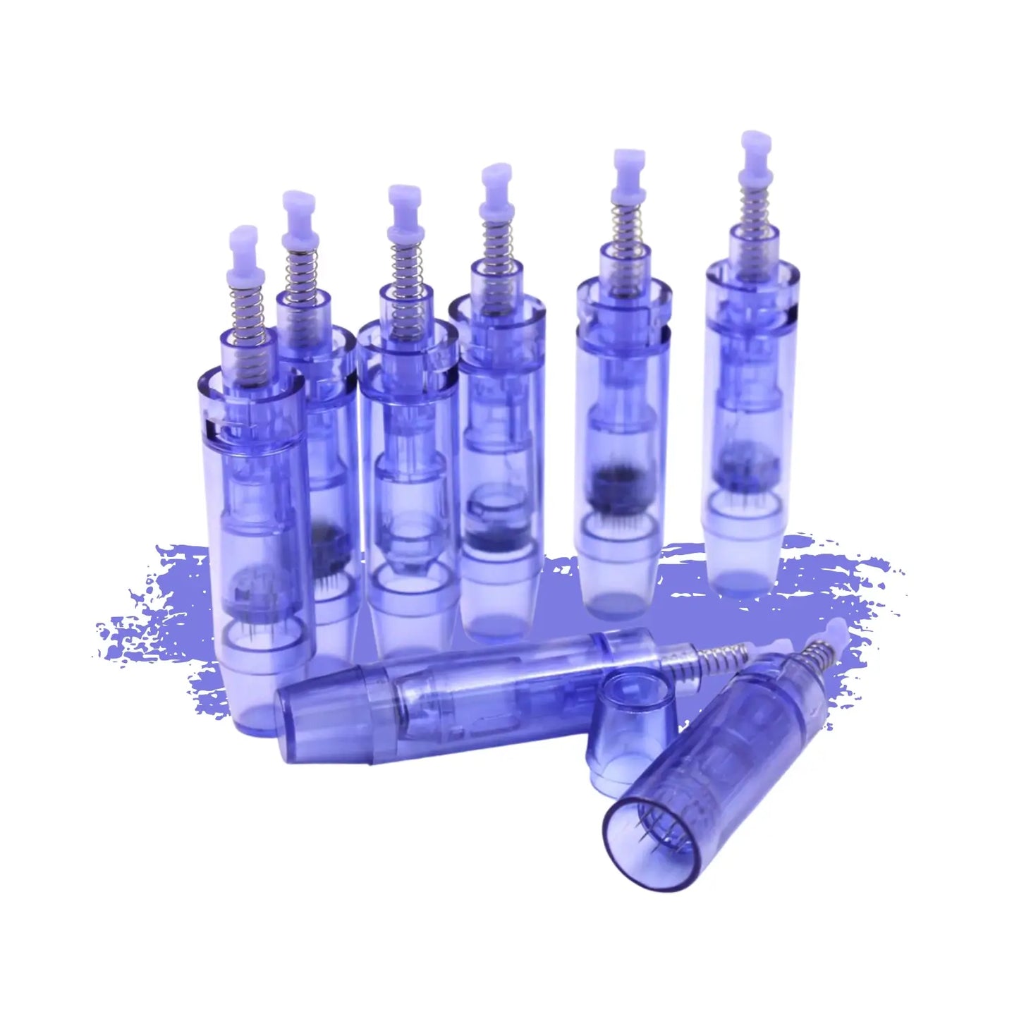 Set of blue a1 needles on a white background