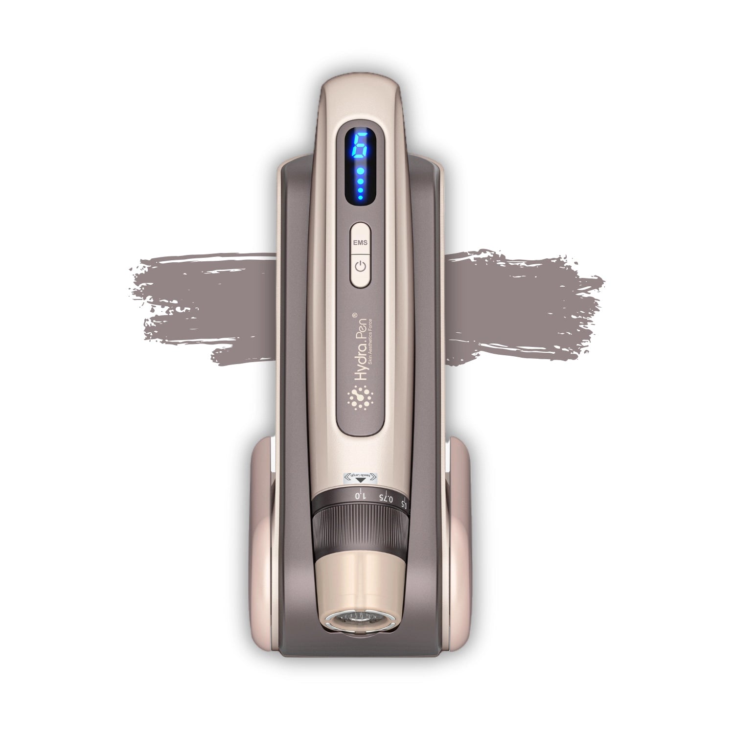 Gold hydra pen h5 with digital display on a white background